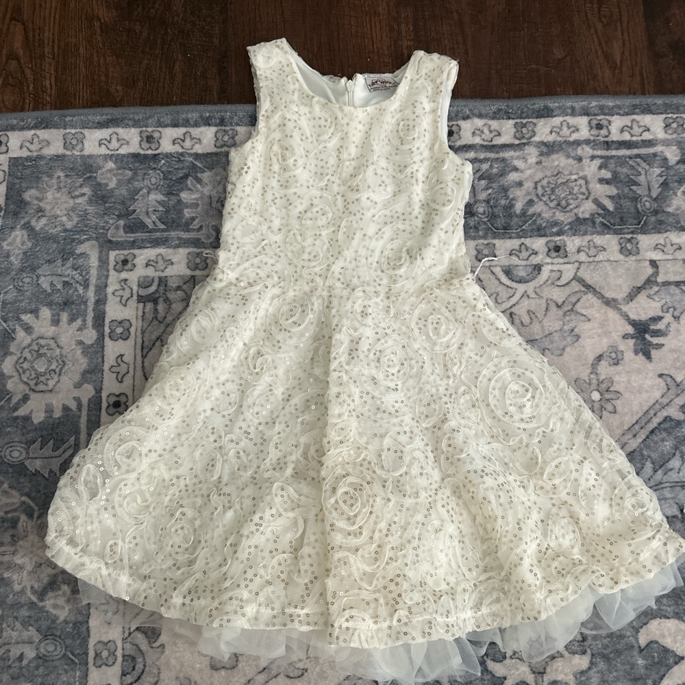 Knitworks Cream Fit and Flare Crew Neck Dress